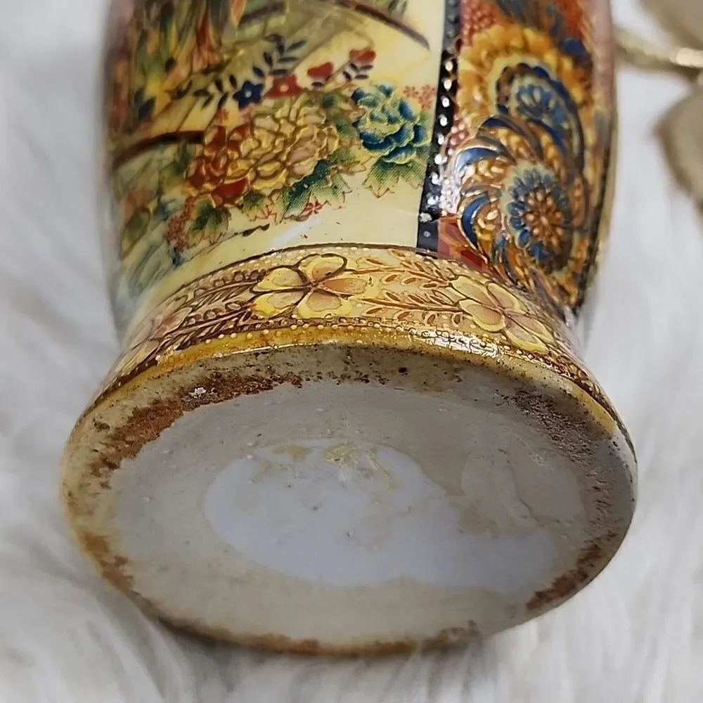 Hand Painted Japanese Water and Mountain Scene Vase Urn